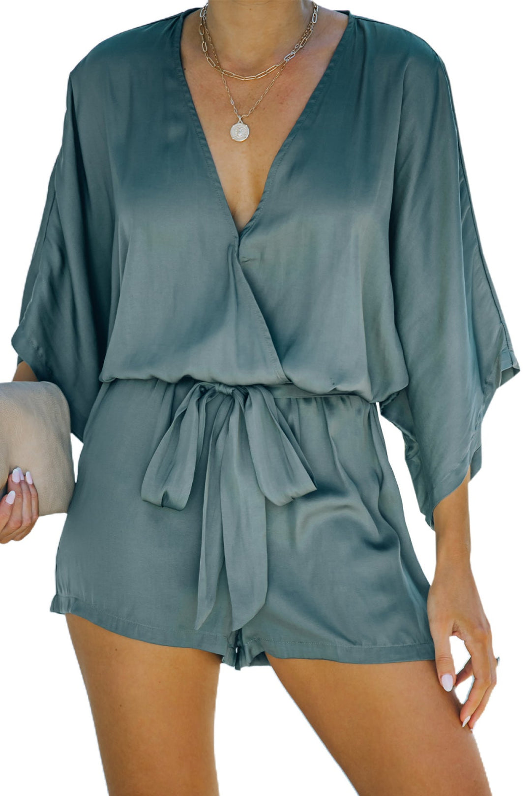Surplice V Neck Romper
