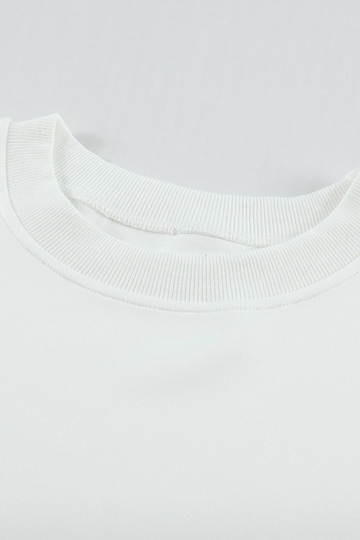 Solid Drop-Shoulder Pullover Sweatshirt