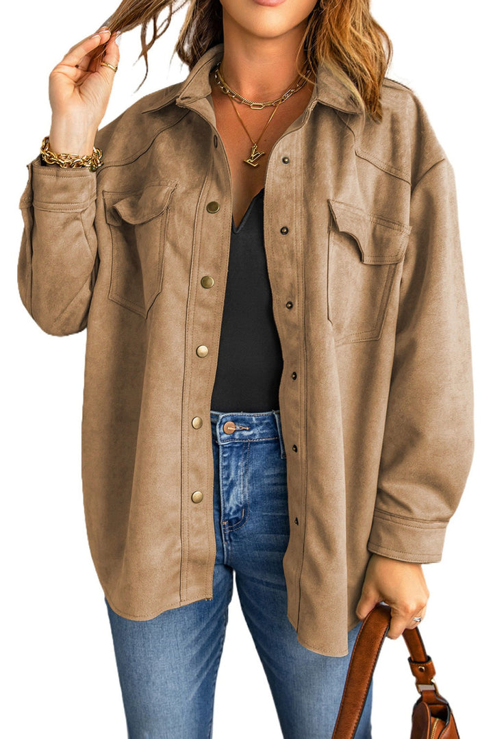 Khaki Snap Suede Jacket
