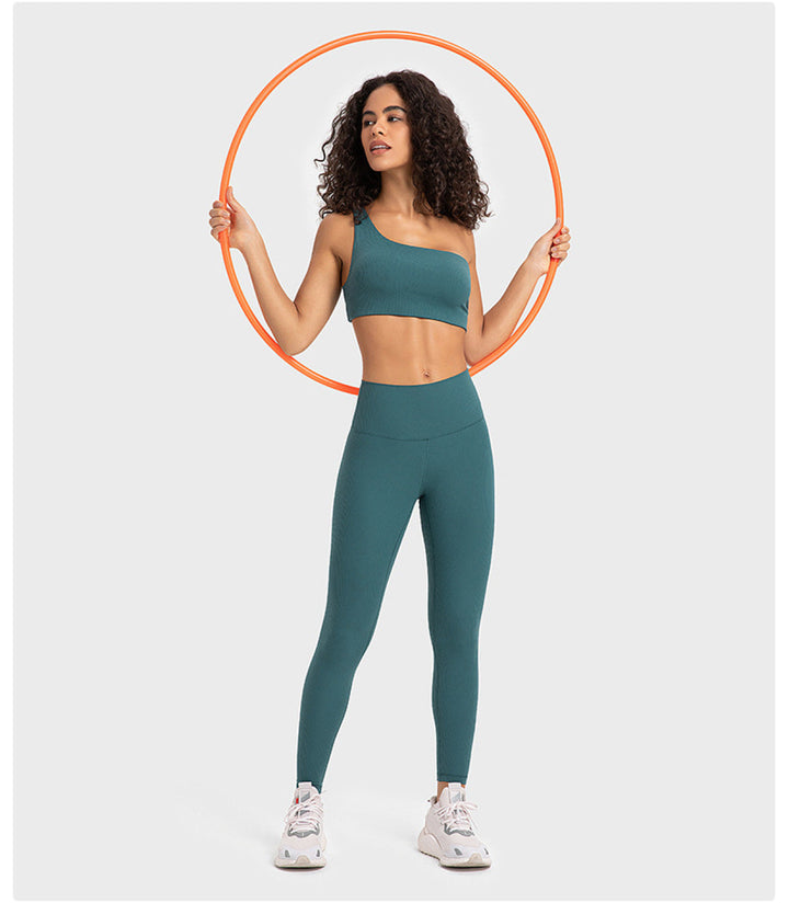 Solid Ribbed One ShoulderSports Bras
