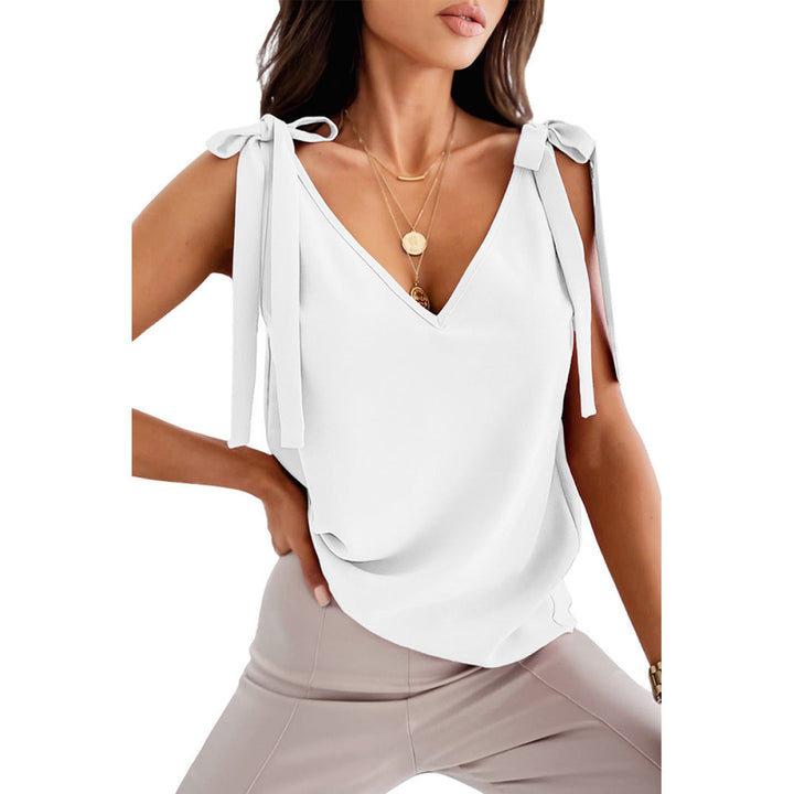 V-neck Sleeveless Knot Tank Top