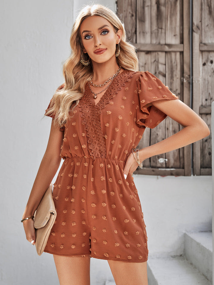 Swiss Dot Short Sleeved Romper