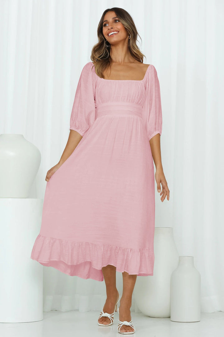 Puff Sleeve Pleated Dress