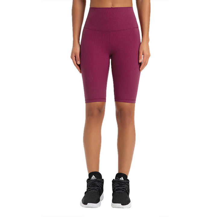 Solid Ribbed High Waist Bike Shorts With Invisible Pocket