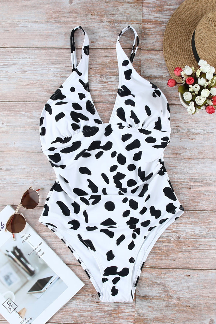 Cross Front Ruched One Piece Swimsuit