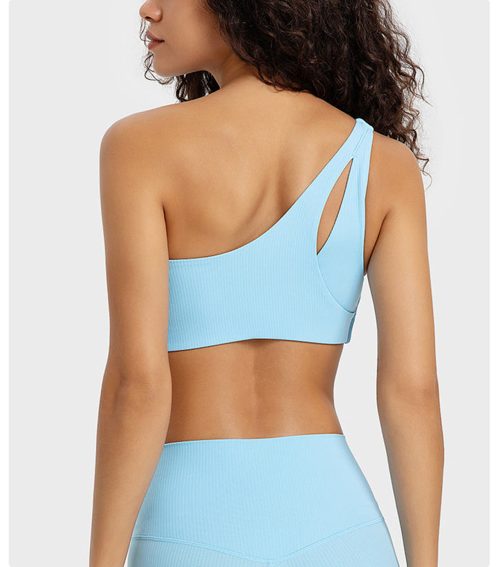 Solid Ribbed One ShoulderSports Bras