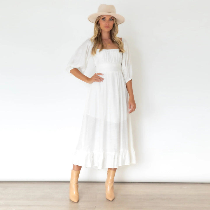 Puff Sleeve Pleated Dress