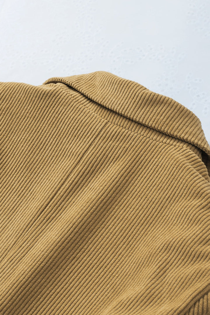 Brown Corduroy Lapel Casual Blazer