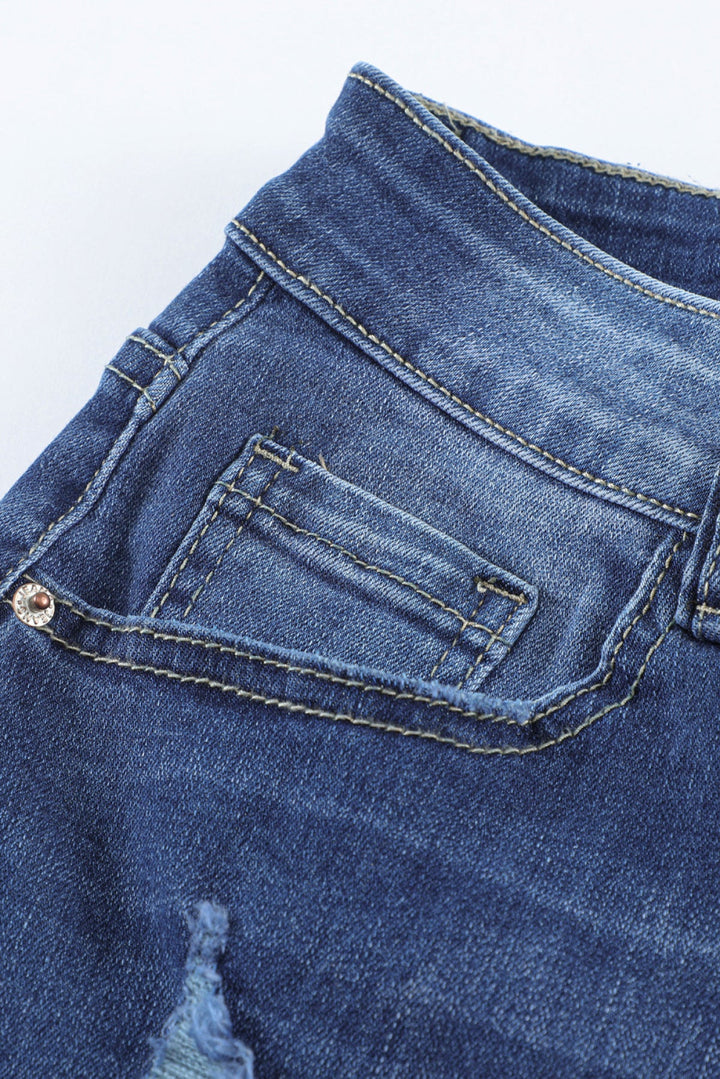 Blue Ripped High Waist Skinny Jeans