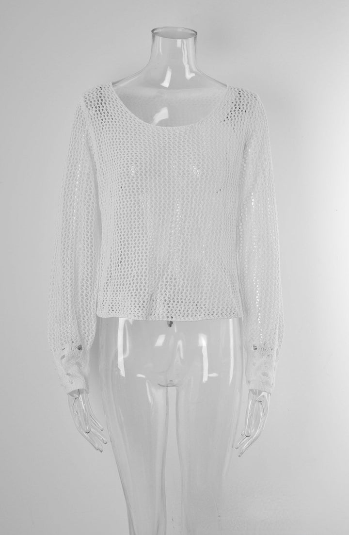 Openwork U Neck Beach Top