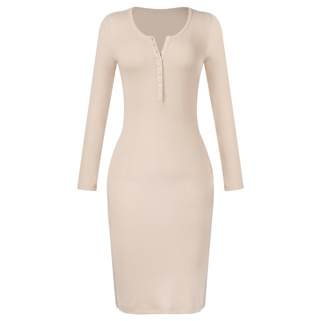 Button-Up Slit Bodycon Dress