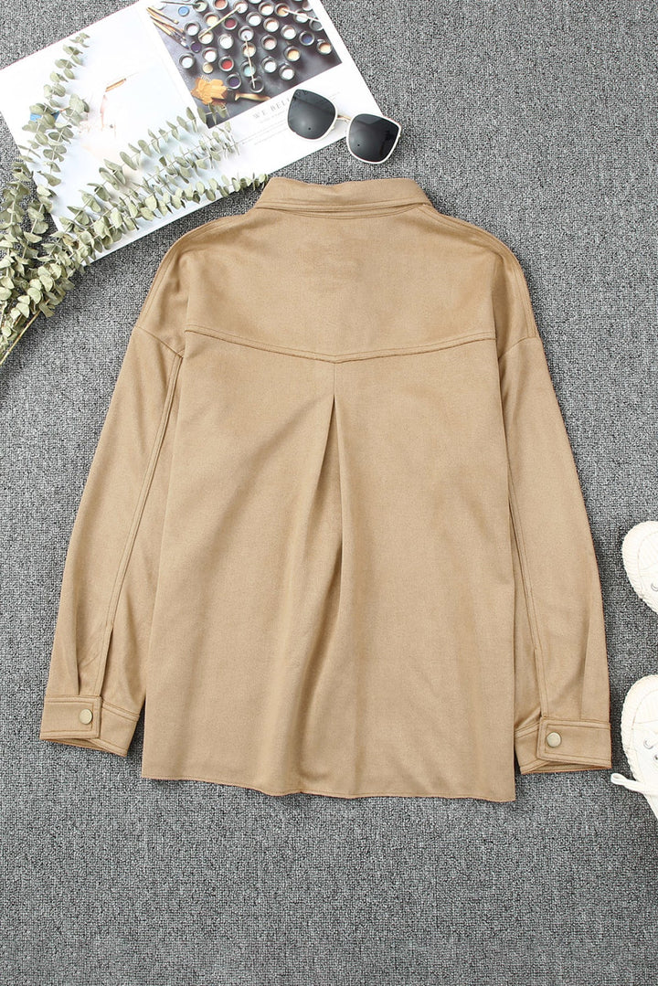 Khaki Snap Suede Jacket