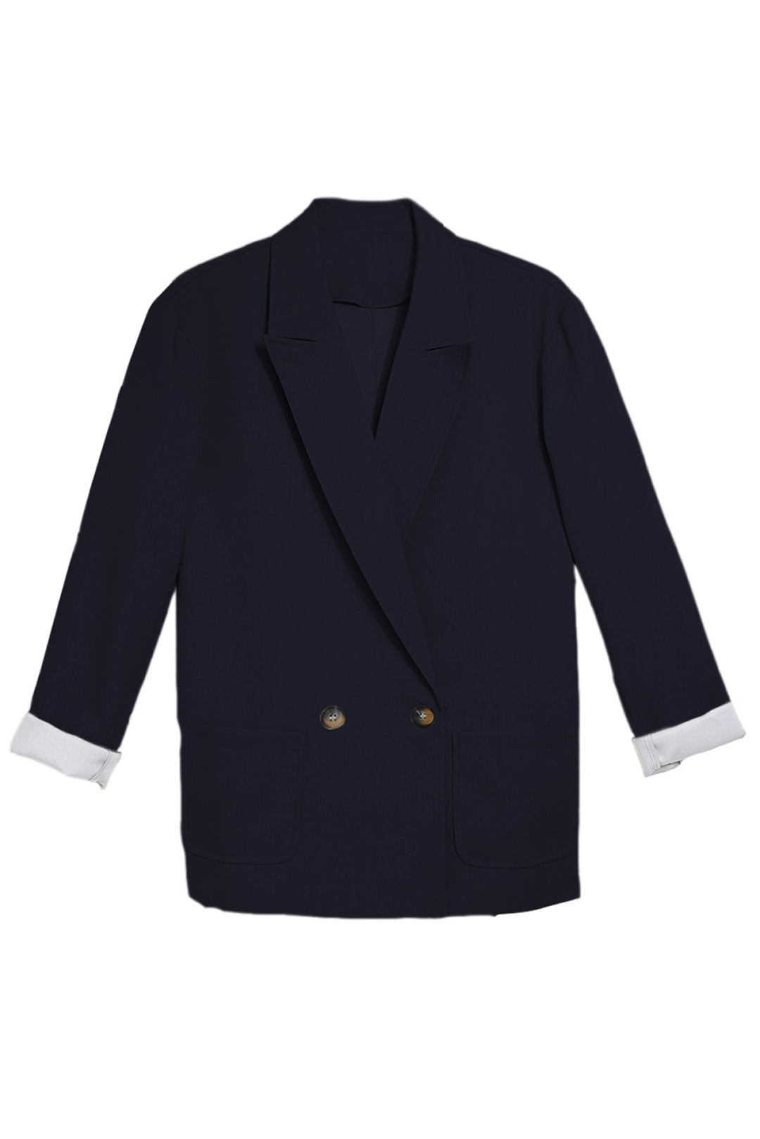 Buttoned Lapel Collar Blazer
