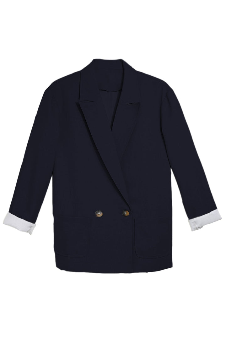 Buttoned Lapel Collar Blazer