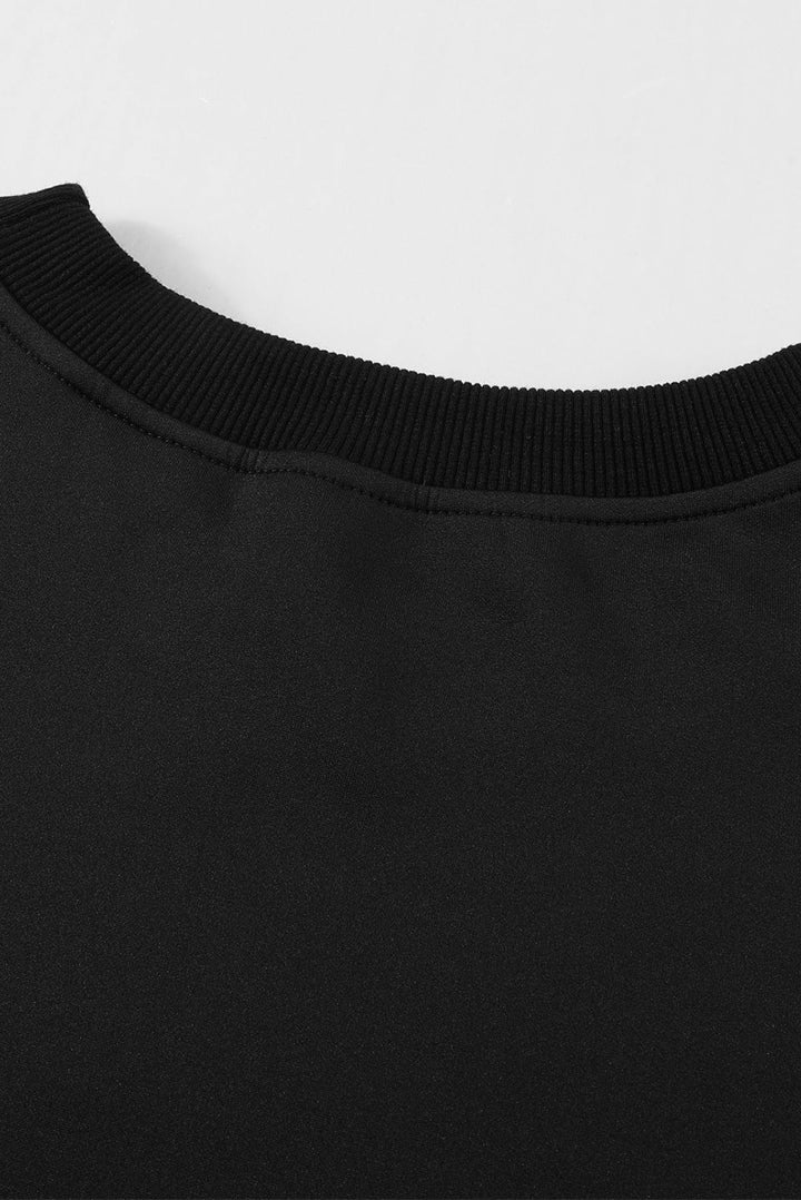 Solid Drop-Shoulder Pullover Sweatshirt