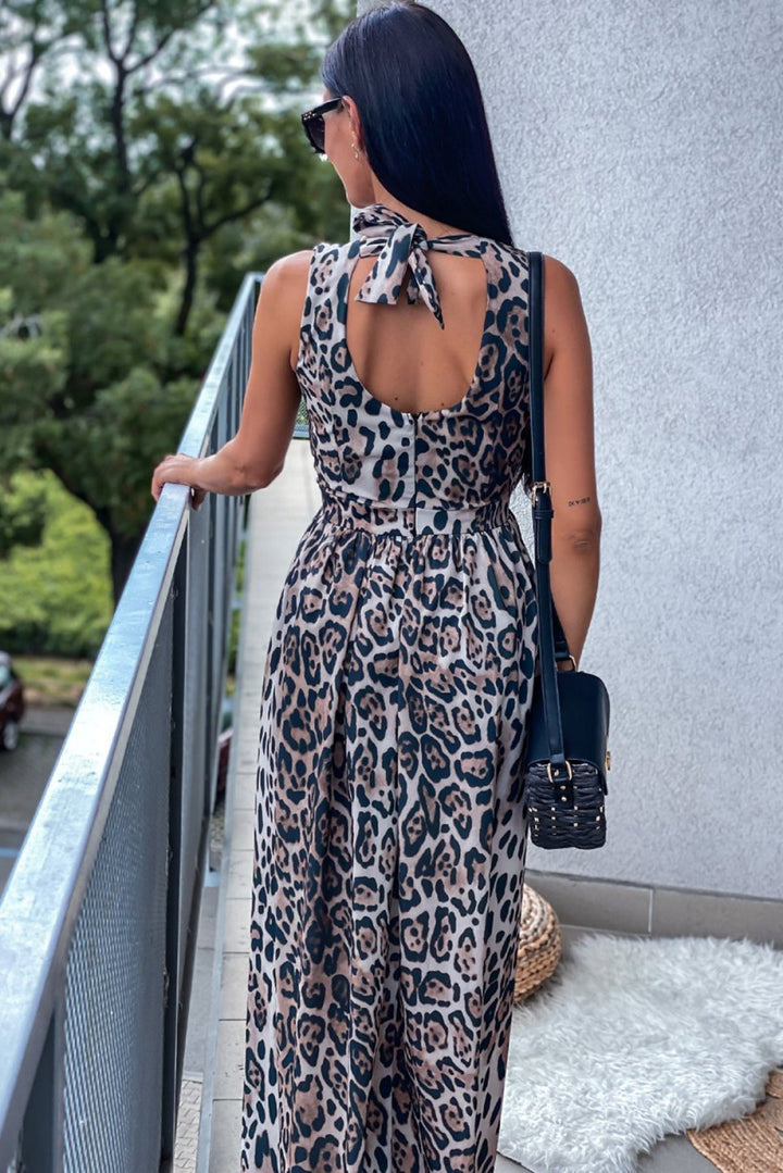 Back Leopard Dress - Maxi Dress