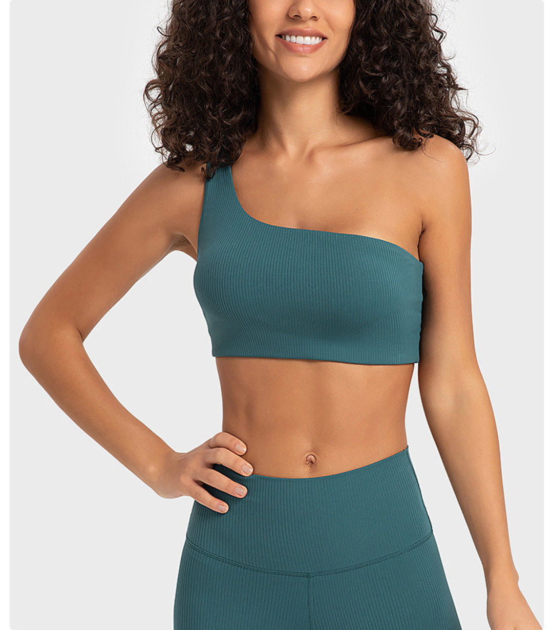 Solid Ribbed One ShoulderSports Bras