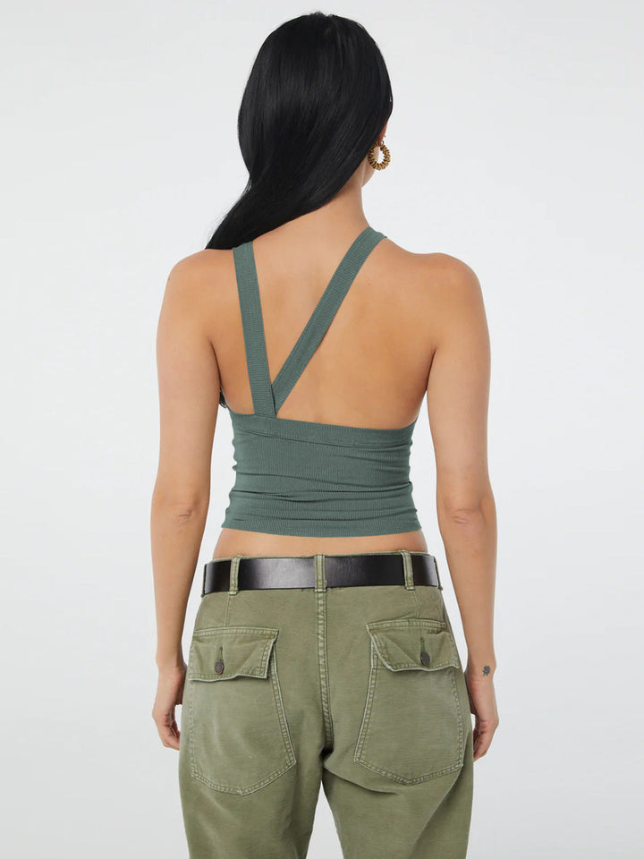 Ribbed Round Neck Sleeveless Backless Tank Top