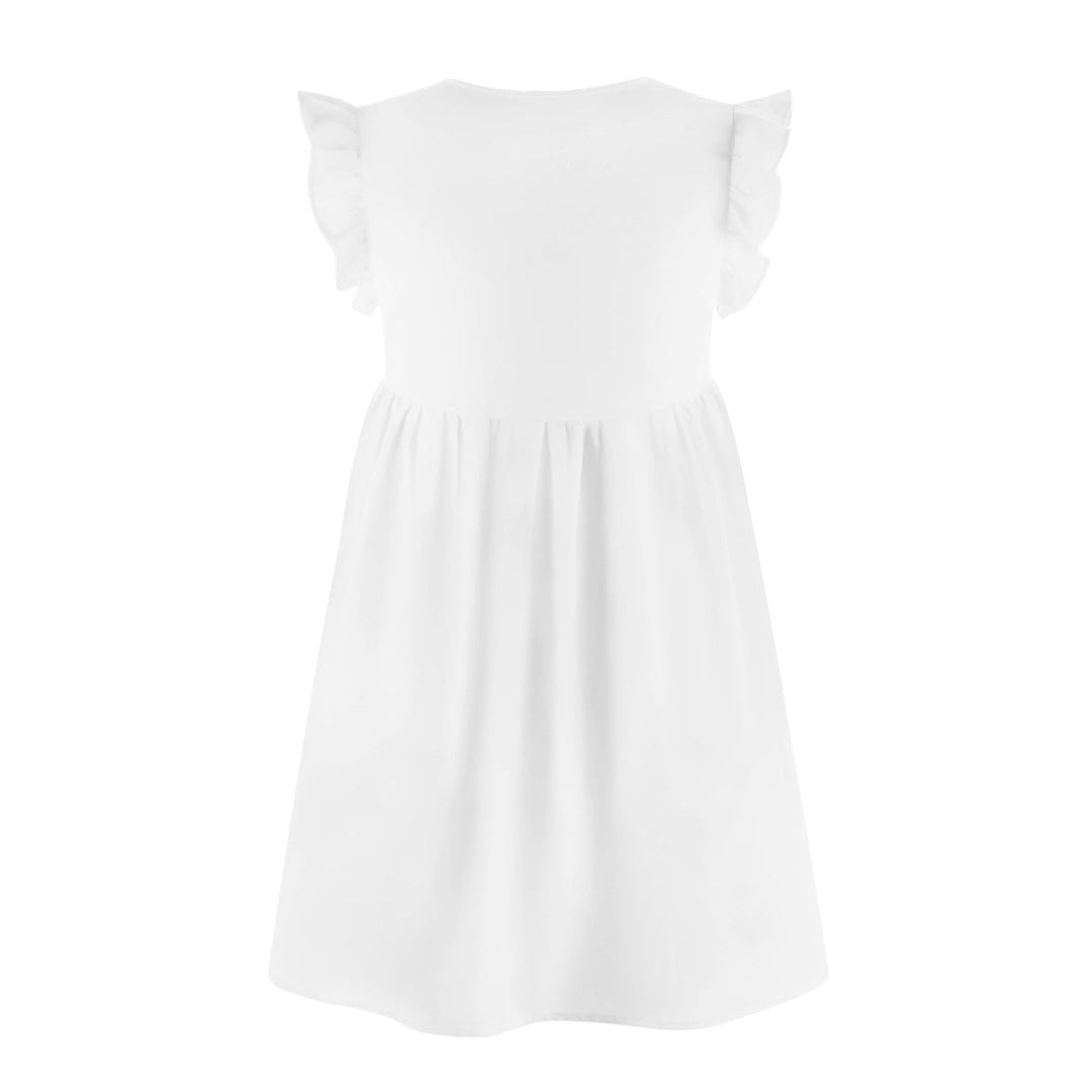 V-neck Solid Color Ruffle Sleeve A-line Mini Dress