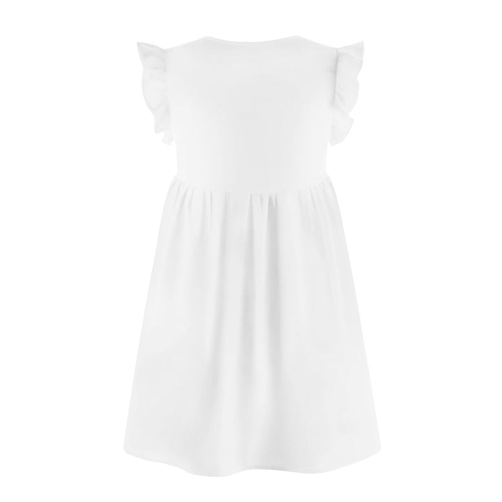 V-neck Solid Color Ruffle Sleeve A-line Mini Dress
