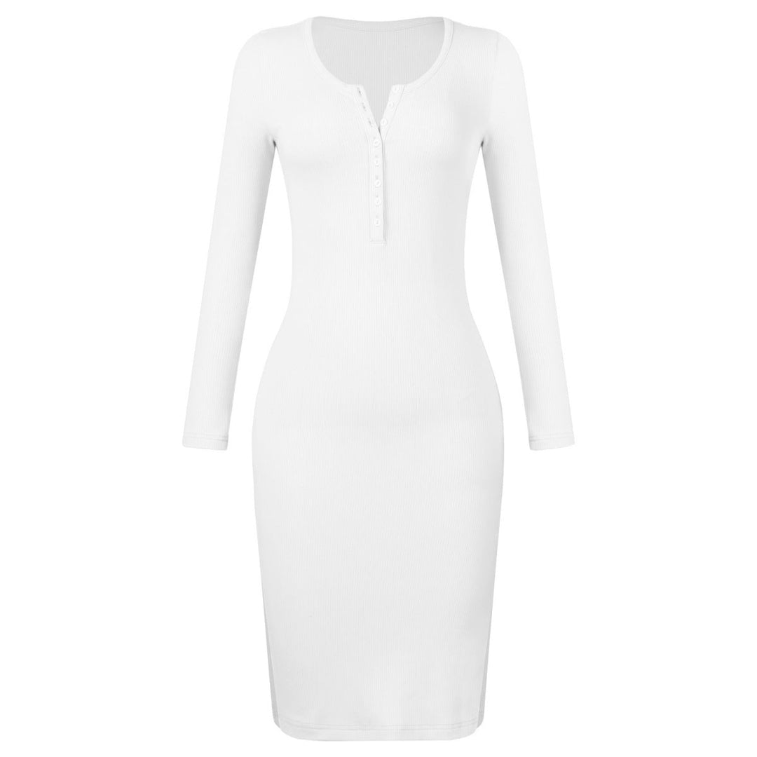 Button-Up Slit Bodycon Dress