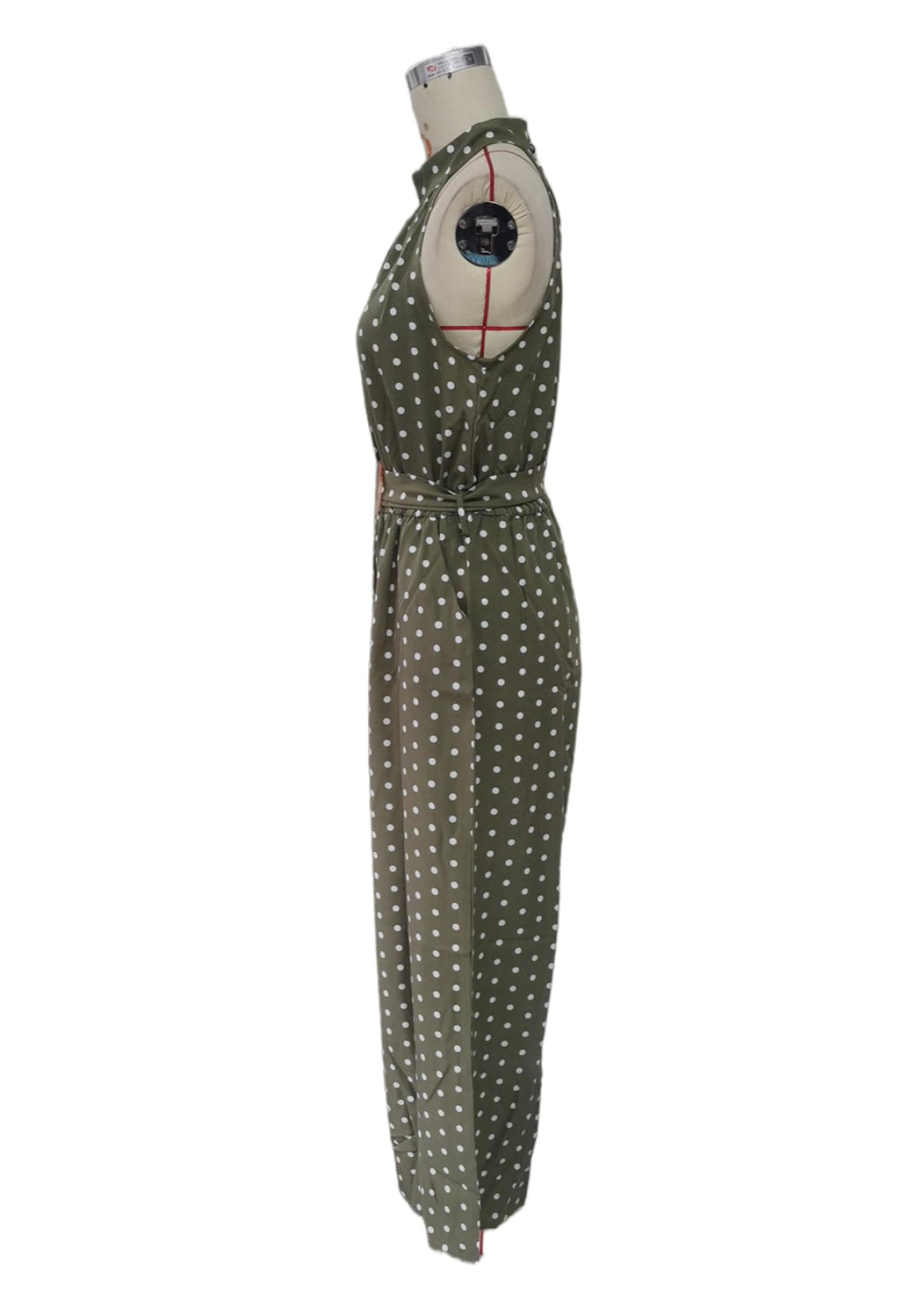 Women Polka Dots Wide-Leg Jumpsuit With Belt