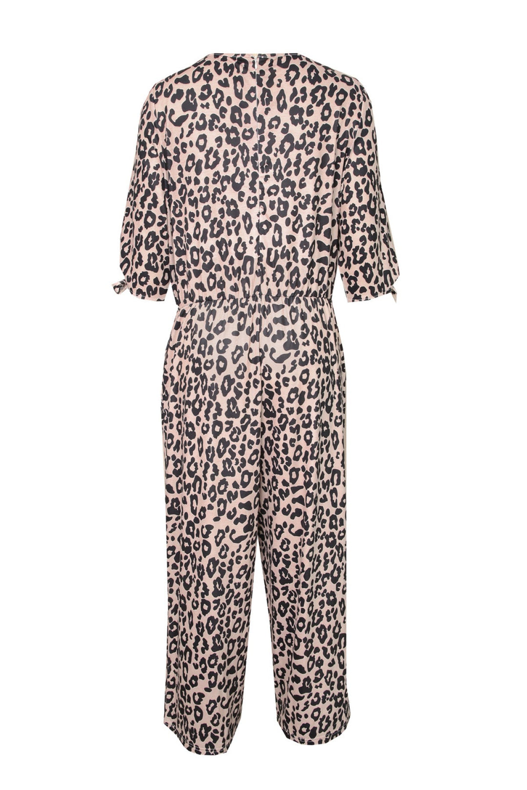 Leopard Half Sleeve Plus Size Jumpsuit