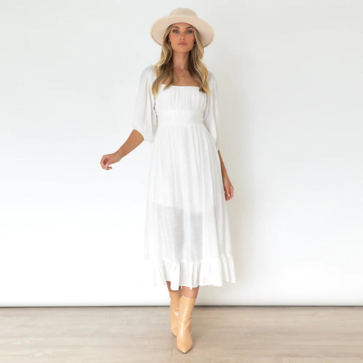 Puff Sleeve Pleated Dress