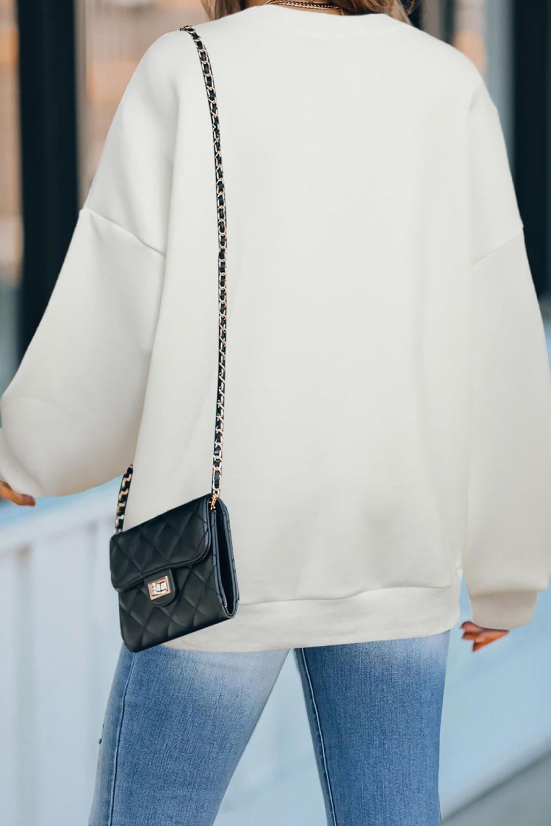 Solid Drop-Shoulder Pullover Sweatshirt