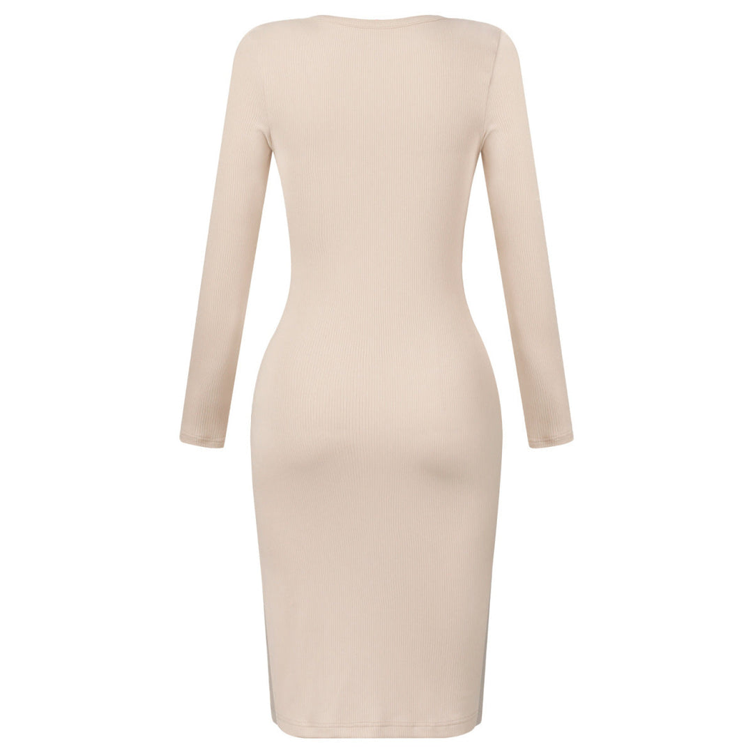 Button-Up Slit Bodycon Dress