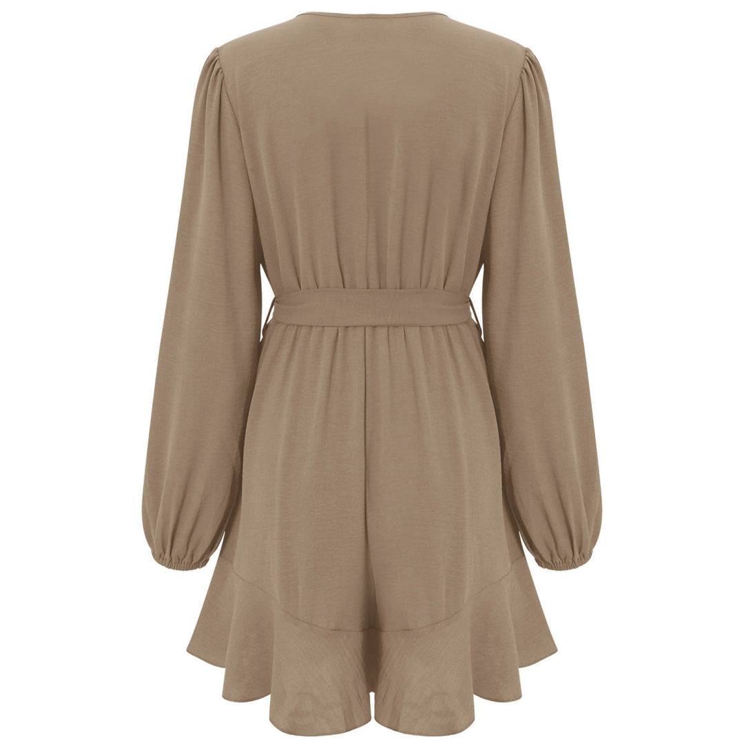 Surplice Neckline Dress - Mini Dress