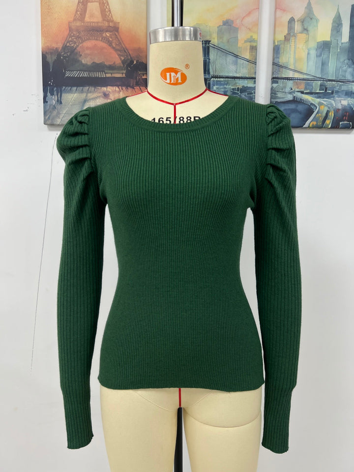 Round Neck Puff Sleeve Sweater