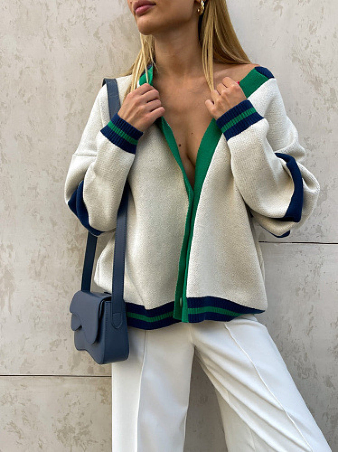 Deep V Long Sleeve Button Down Sweater Cardigans