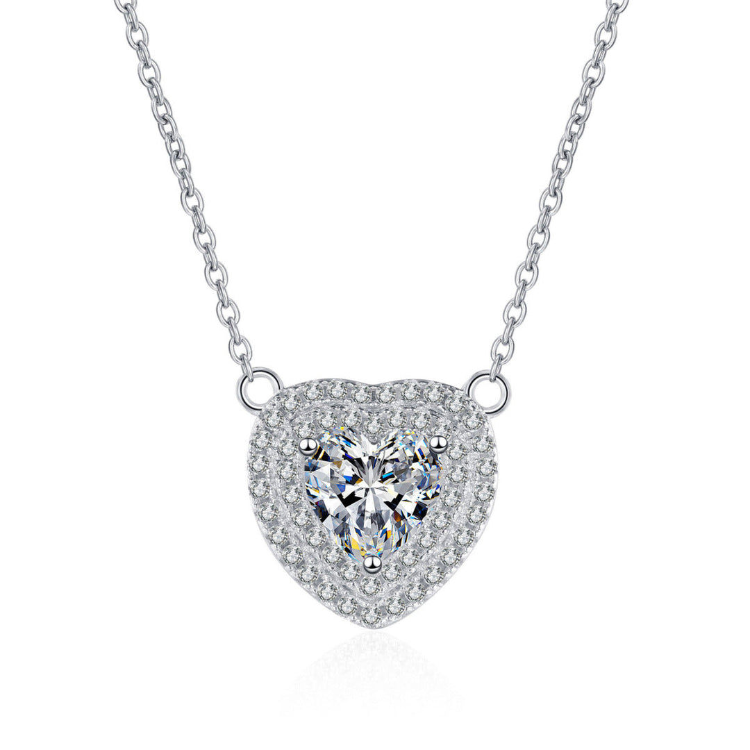 925 Sterling Silver Love Moissanite Hear-Shape Necklace