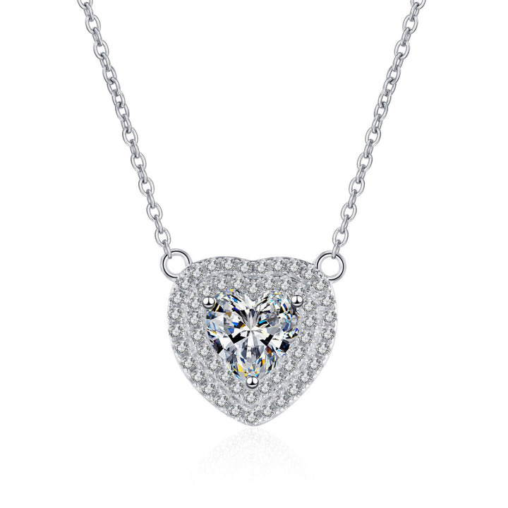 925 Sterling Silver Love Moissanite Hear-Shape Necklace