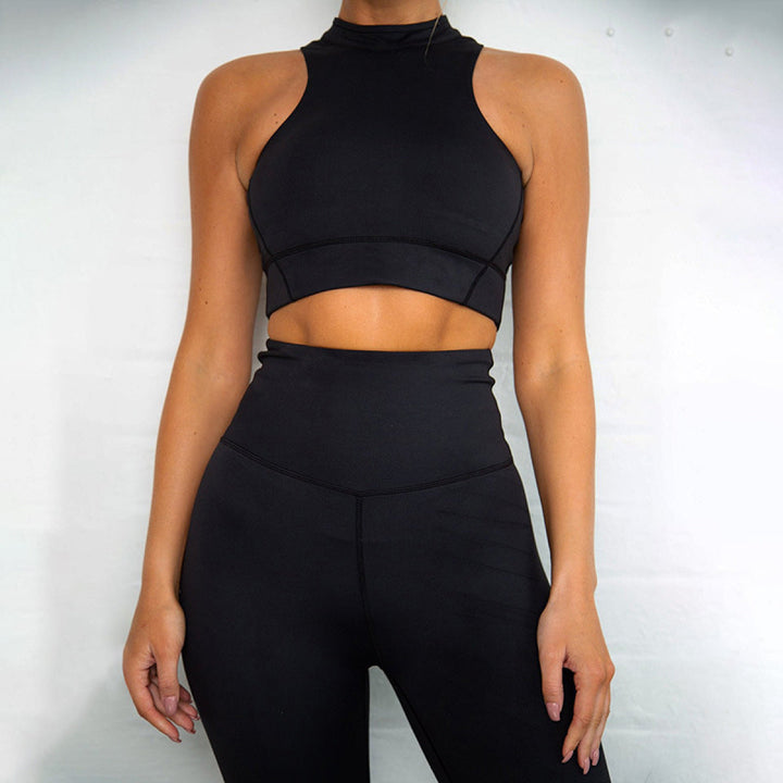 Solid Back Zipper up Top & Leggings Active Set