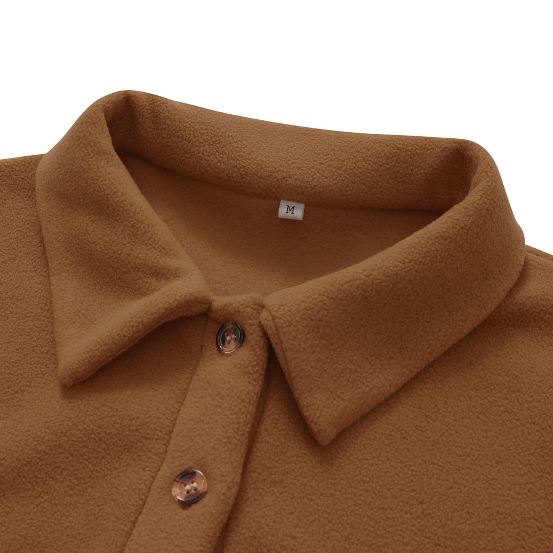 Shirt Collared Long Sleeve Single-Breasted Colorblock Jackets With Pockets