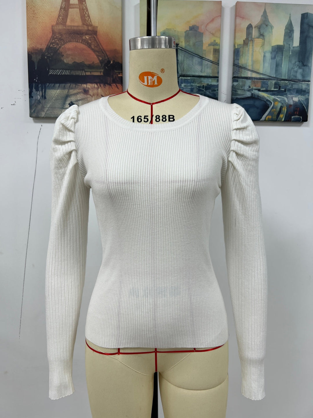 Round Neck Puff Sleeve Sweater