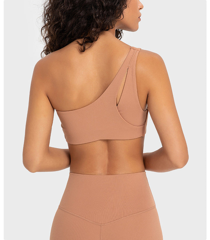 Solid Ribbed One ShoulderSports Bras