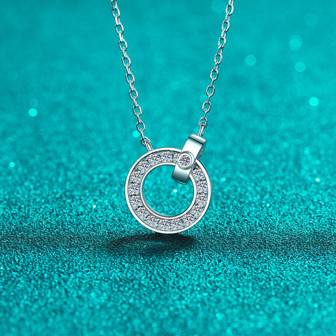 S925 Sterling Silver Moissanite Circle Pendant Necklace