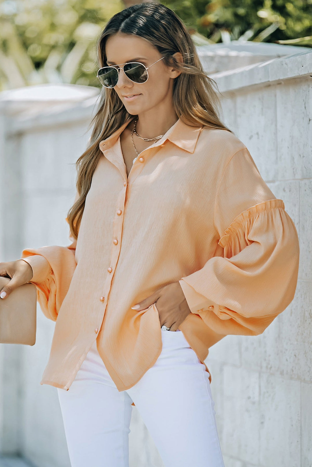 Ruffled Patchwork Loose Shirt