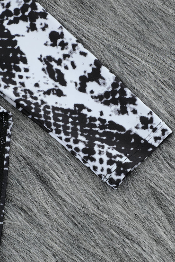 Leopard Print Zipper Cut-Out Swimsuit