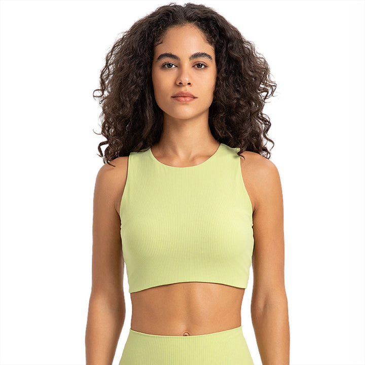 Ribbed Round Neck Wireless Sports Bras