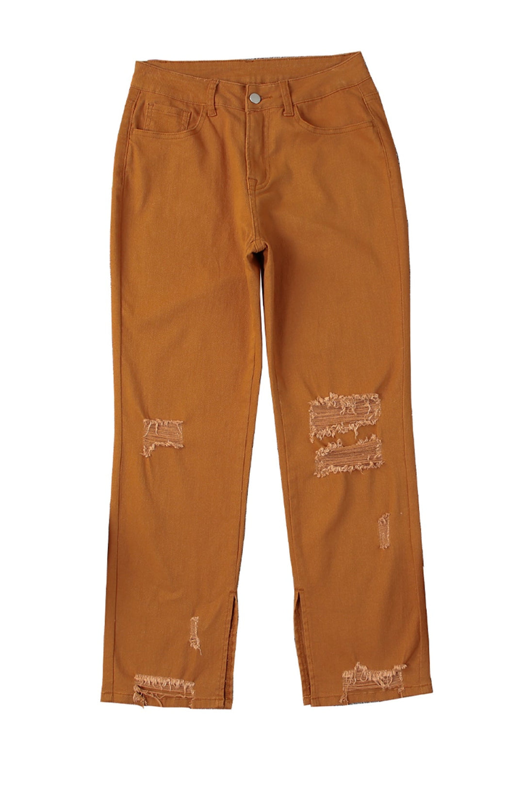 Distressed Raw Hem Straight Leg Jeans