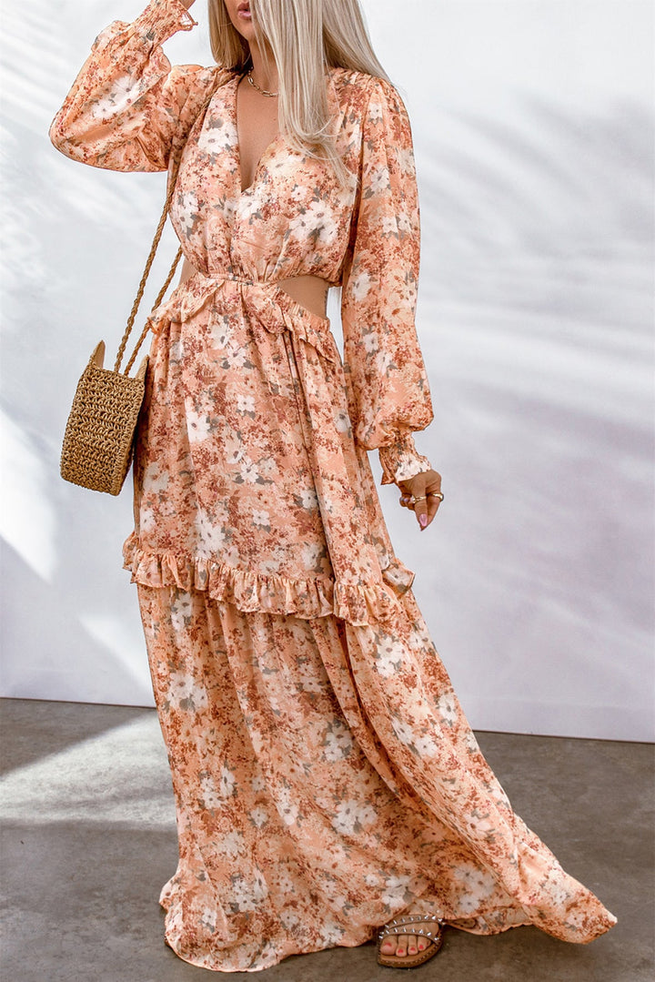 Apricot Floral Dress