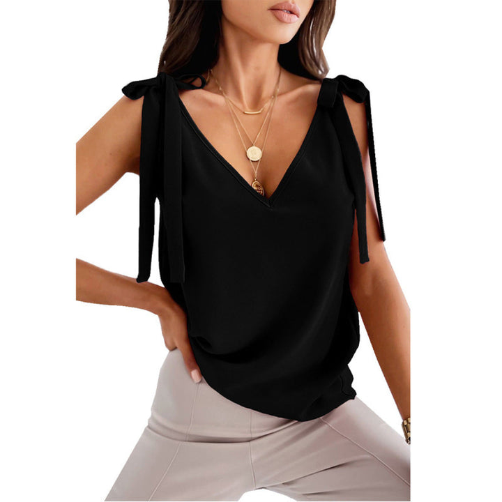 V-neck Sleeveless Knot Tank Top