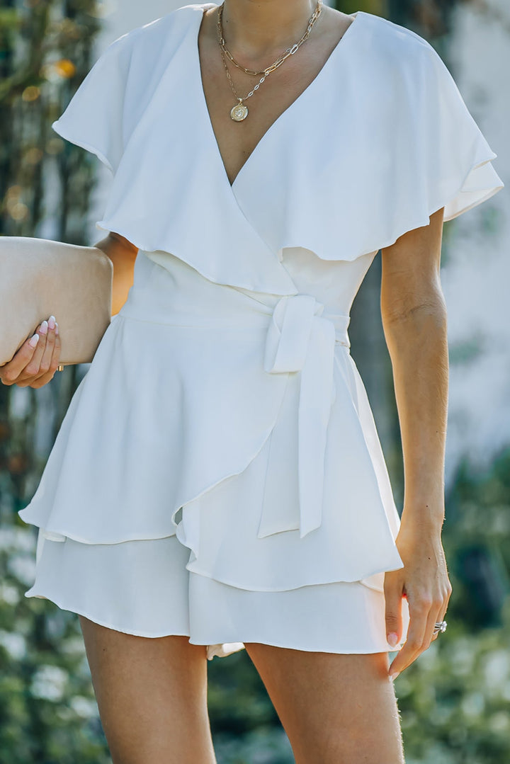 White Flounce Romper