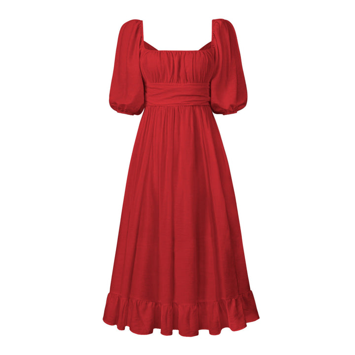 Puff Sleeve Pleated Dress