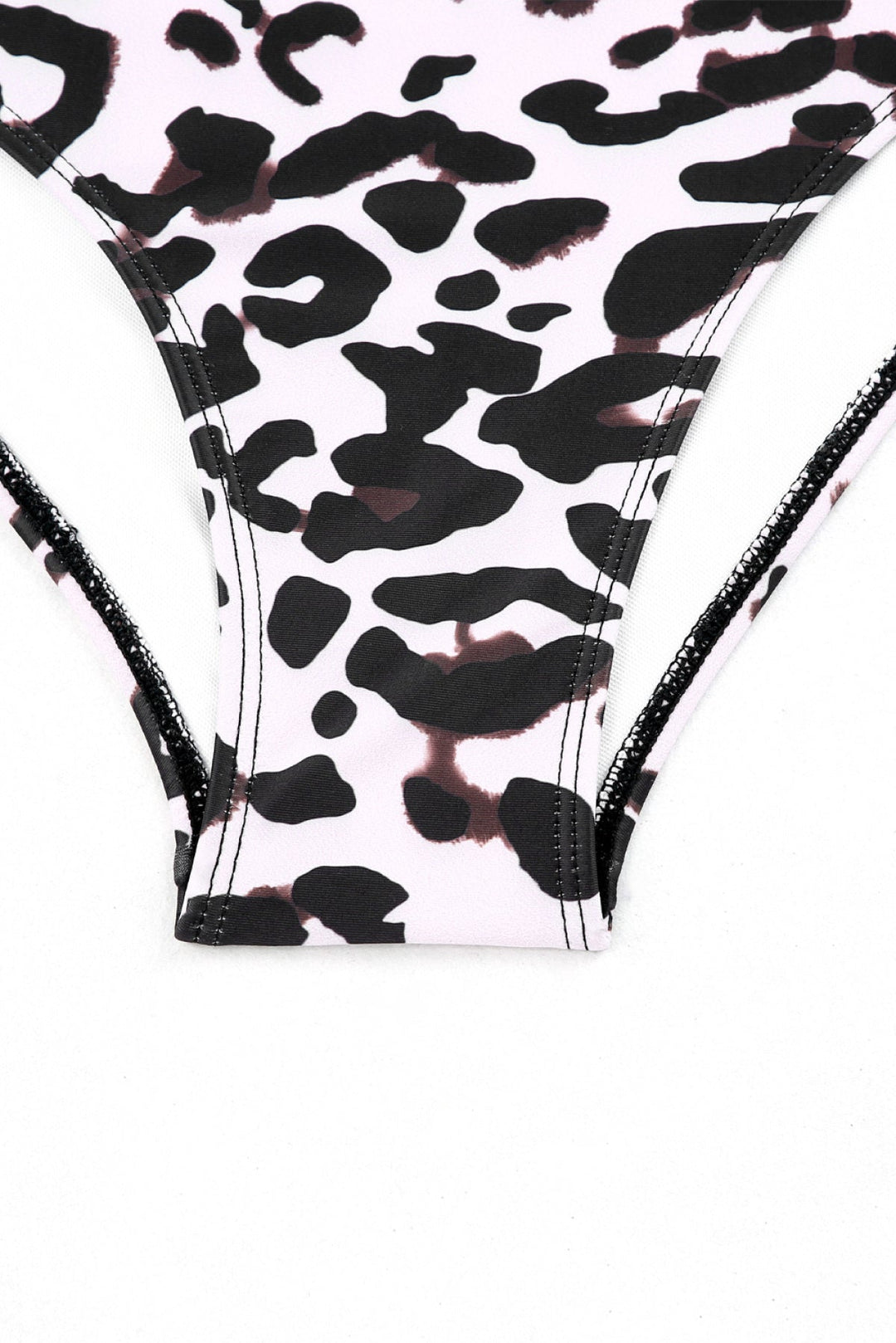 High Waist Notch Neckline Strappy Tankini Contrast Swimsuit