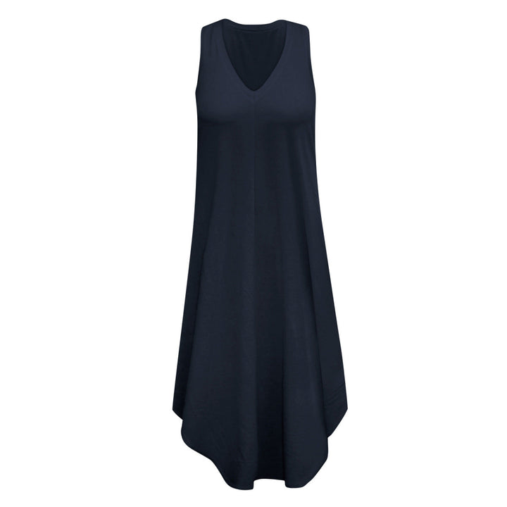 Solid Sleeveless Asymmetric Maxi Dress